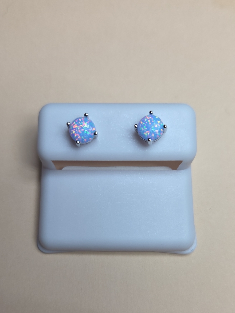 Natural Blue Opal Round Stud Earrings - Women Jewelry 925 SILVER